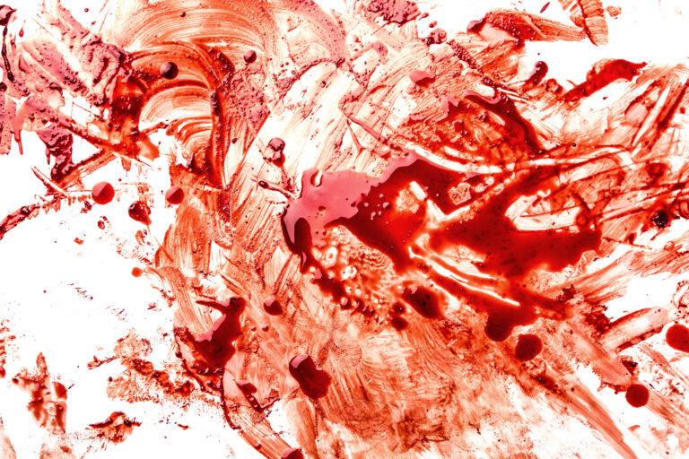 Blood splatters on white background